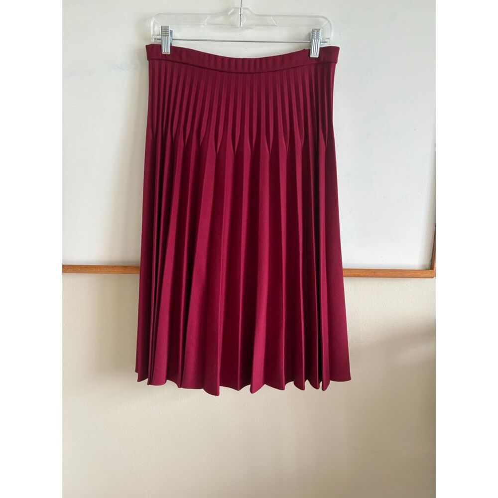 Vintage Catalina Maroon Pleated Midi Skirt, Size 10
